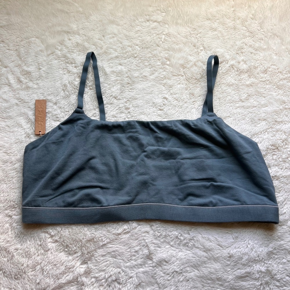 SKIMS Cotton Jersey Bralette Kyanite Blue Grey BR-SCN-0741 Womens Size 4X NWT